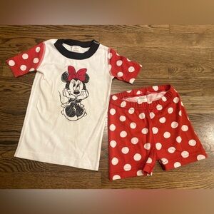 EUC Hanna Andersson Minnie Mouse Short John Pajamas Sz 90/US 3T